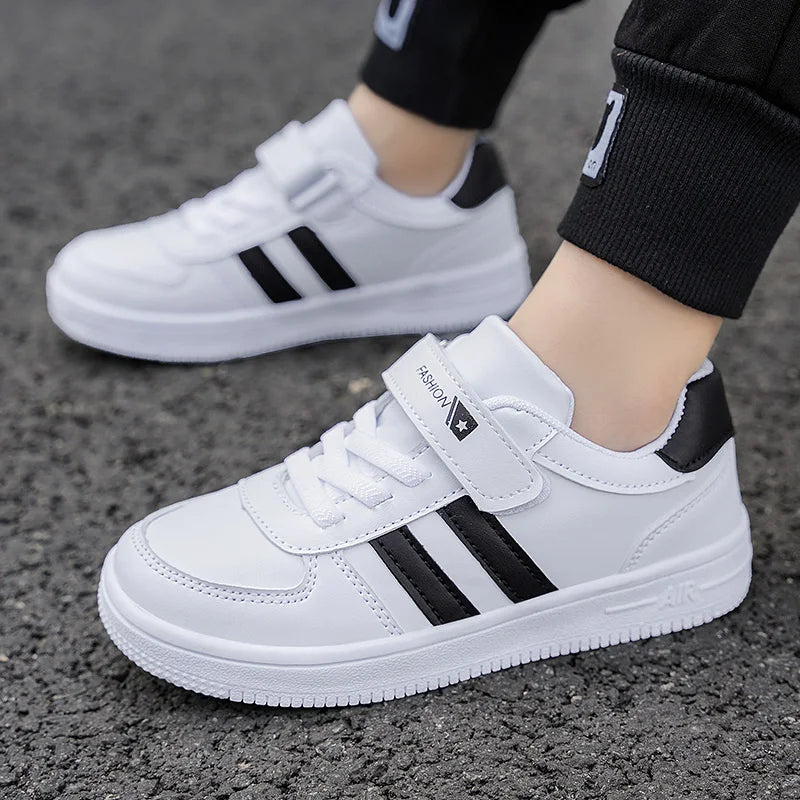 Kids School Sports Walking Shoes Fashion White Casual Sneakers for Boys & Girls Non-Slip Soft Sole Children&