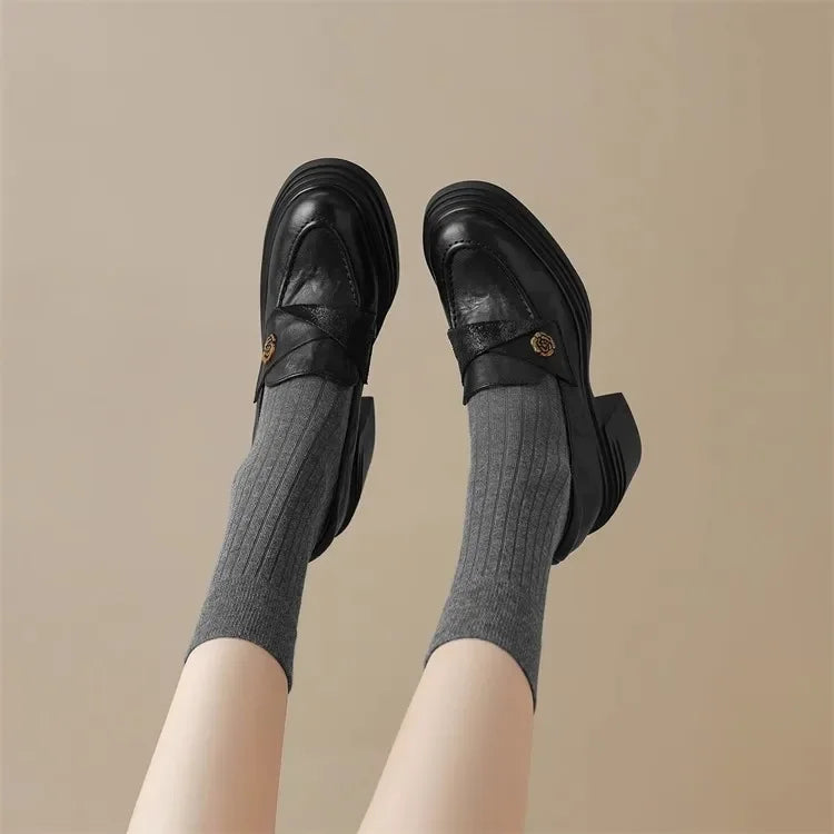 Women High Heel Shoes 2025 Retro Spring Autumn Performance Causal Women&