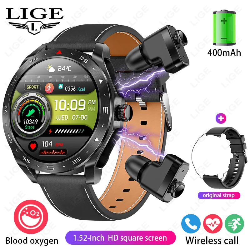 New T95 Smart Watch TWS 2-in-1 Bluetooth Headset Earphones with Built-in Speaker HIFI 9D Sound Quality Health Sports Monitoring