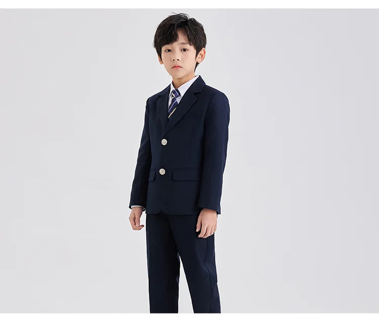 Children School Uniform Girls Jacket Pleated Skirts Suits Boys British Student Blazers Pants Kids Formal Dress Class Clothes Set