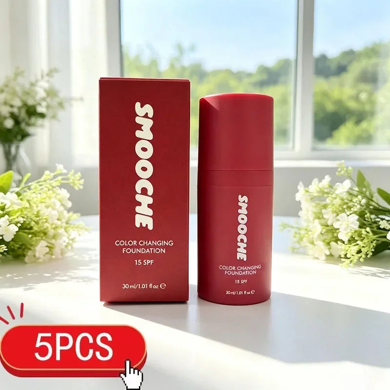 Korean Cosmetics Smooche Color Changing Foundation Self-Adjusting Shade High Covers Imperfections Long-Lasting Makeup Retention