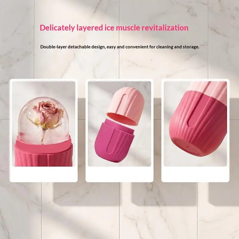 Ice Face Roller Ice Cube Beauty Massage Silicone Ice Mold For Eye Puffiness Ice Facial Roller Shrink Pores