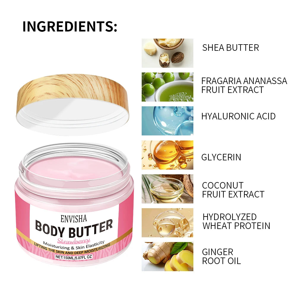 Skin Care Strawberry Face Body Butter Lotion Cream Whitening Deeply Moisturizing Brightening Remove Melanin Elasticity Lifting