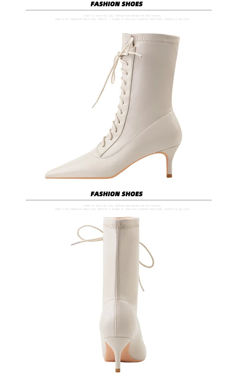 Womens Shoes Exquisite Pointed Tip High Heeled Boots for Woman Sexy Self Cultivation Stretch Boots Designer Shoes Botas Feminina