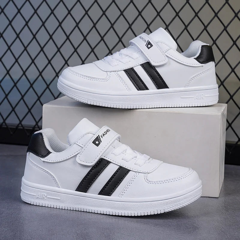 Kids School Sports Walking Shoes Fashion White Casual Sneakers for Boys & Girls Non-Slip Soft Sole Children&
