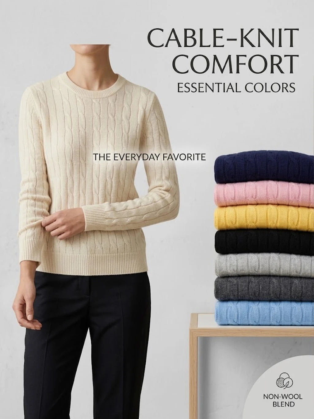 Women Cable Knit Sweater Crewneck Long Sleeve Pullover Autumn Soft Warm Knitted Jumper Fall Winter Casual Office Work Tops Coats