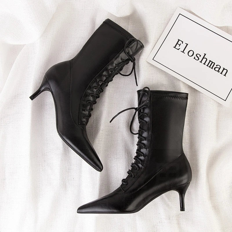 Womens Shoes Exquisite Pointed Tip High Heeled Boots for Woman Sexy Self Cultivation Stretch Boots Designer Shoes Botas Feminina