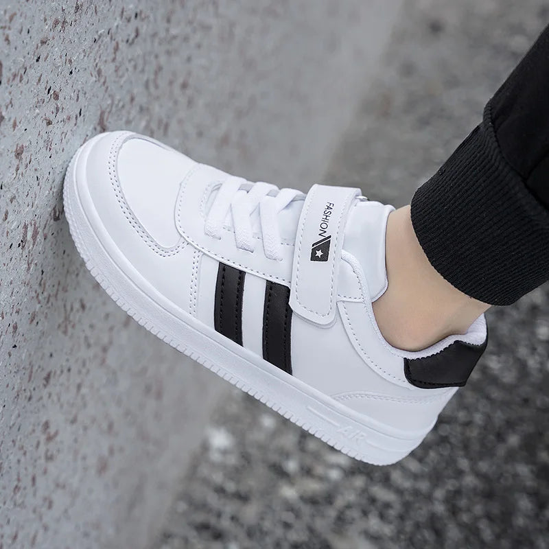 Kids School Sports Walking Shoes Fashion White Casual Sneakers for Boys & Girls Non-Slip Soft Sole Children&