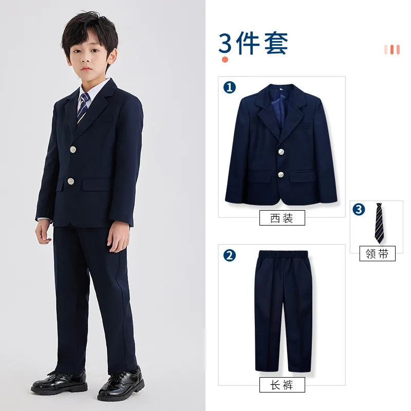 Children School Uniform Girls Jacket Pleated Skirts Suits Boys British Student Blazers Pants Kids Formal Dress Class Clothes Set