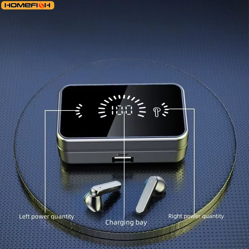 S20 BT Earphone Headphones Mirror Wireless Stereo Headset with Digital DisplayTouch Control Sports Earbuds for Gaming
