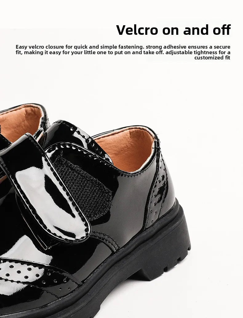 Kids Shoes For Boys Genuine Leather Shoes For Kids Wedding School Show Dress Flats Light Classic Black Children Loafer Moccasins