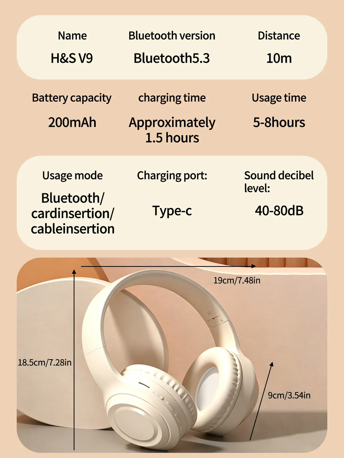 Bluetooth Over-Ear Wireless Headphones,Low Latency,Lightweight,Long Playtime Battery,Soft Memory Foam Earpads for Game & Daily A
