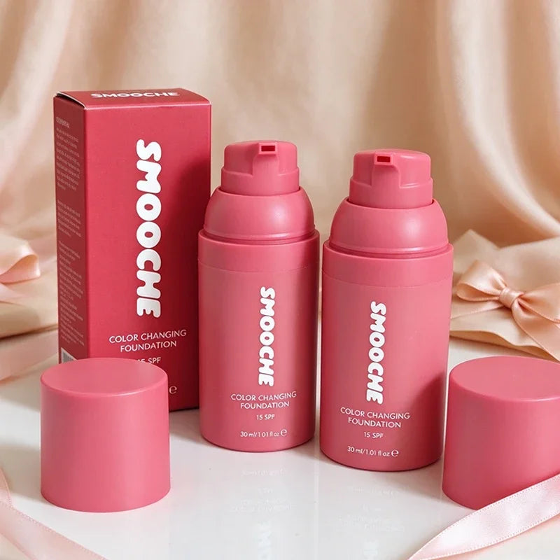 Korean Cosmetics Smooche Color Changing Foundation Self-Adjusting Shade High Covers Imperfections Long-Lasting Makeup Retention