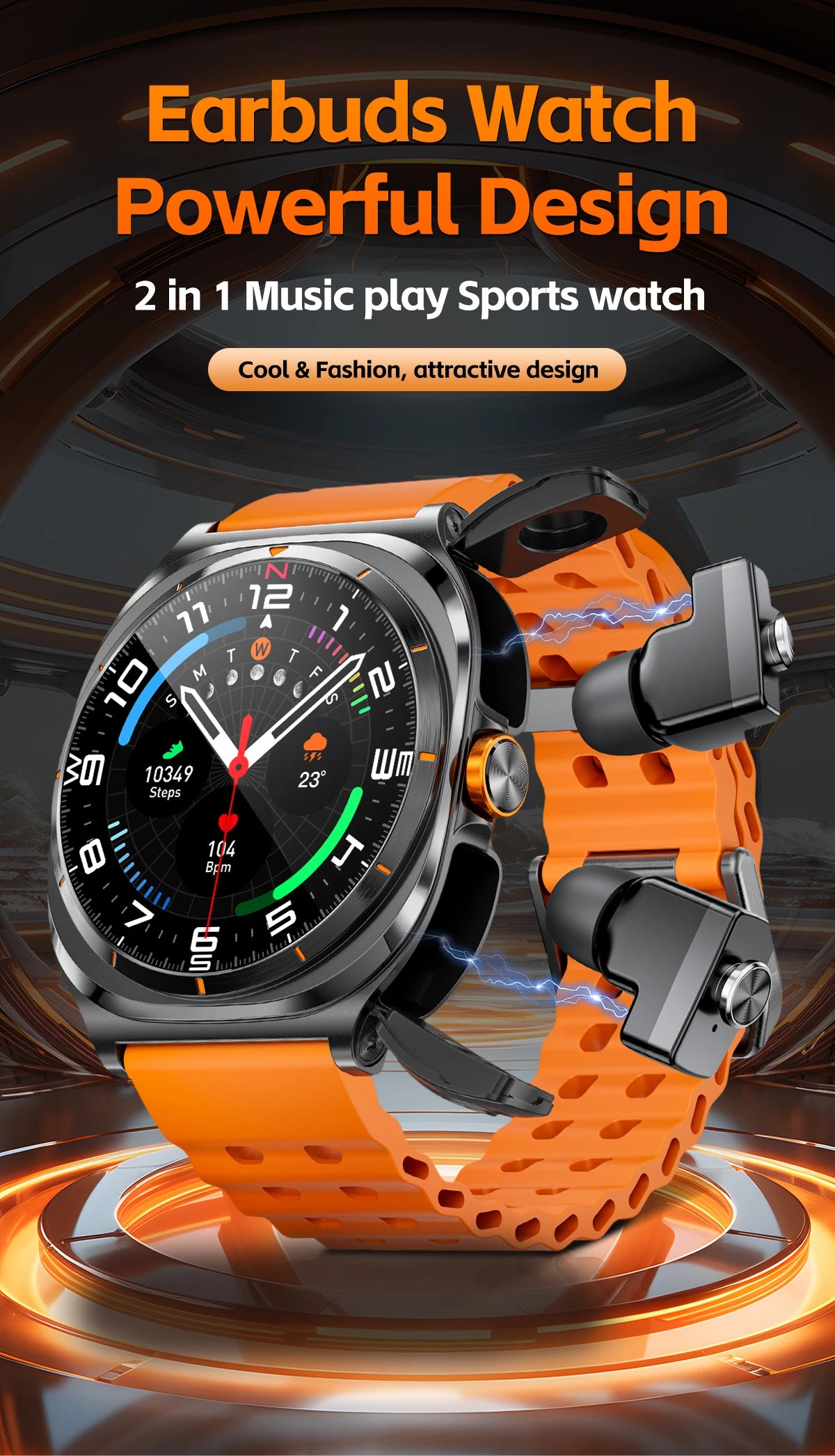 2026 New Watch Earphones 2-in-1 Smart Watch Health Monitoring Bluetooth Call 100+Sports Mode Outdoor Smart Watch Men and Women