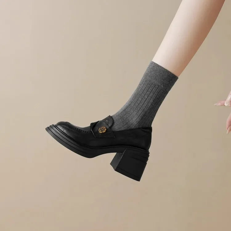 Women High Heel Shoes 2025 Retro Spring Autumn Performance Causal Women&