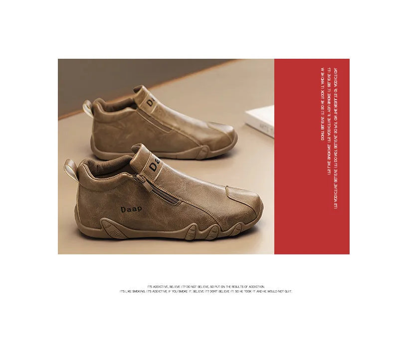 2024 New Casual Shoes for Men Luxury Round Toe Men Ankle Boots Light Slip on Walking Shoes Outdoor Comfor Men High Top Sneakers