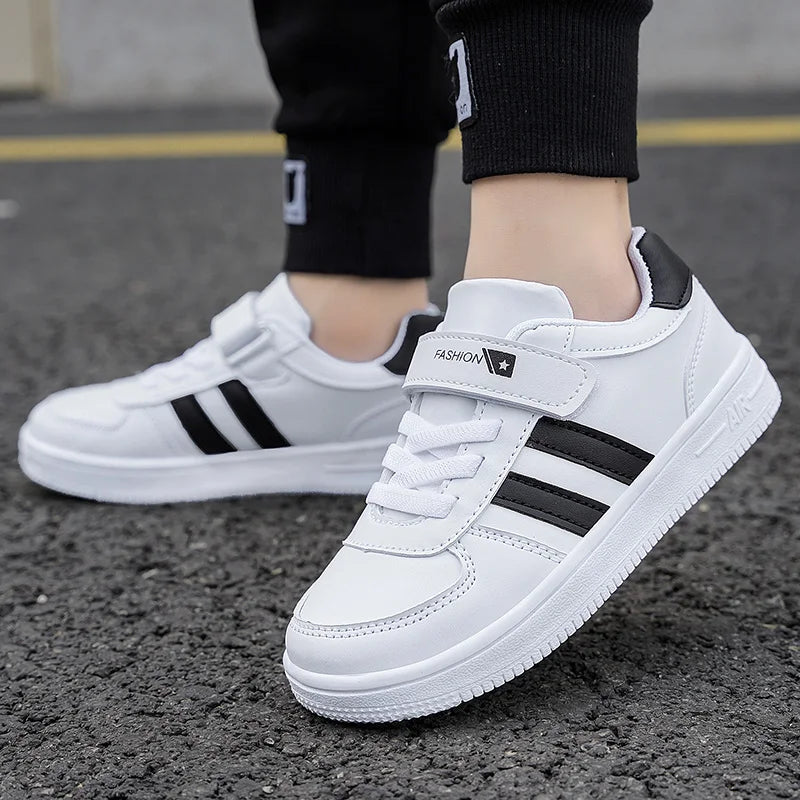 Kids School Sports Walking Shoes Fashion White Casual Sneakers for Boys & Girls Non-Slip Soft Sole Children&