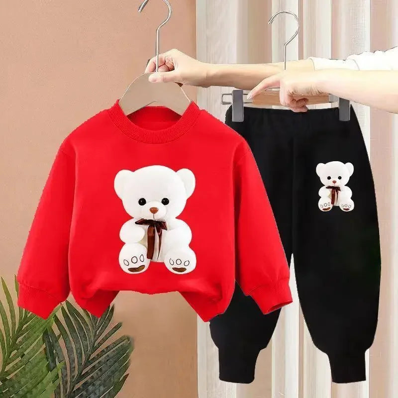 Children Clothes Sets Autumn Winter Polo Sweatshirt+Pants Sport Suits for Kids Boys Girls Warm Tracksuits Kids Clothing