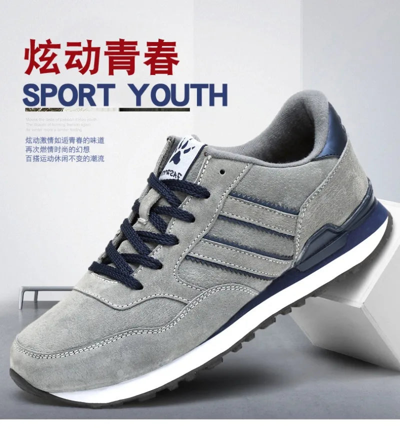 Sneakers for Men High Quality Suede Casual Shoes Luxury Tenis Shoes for Men Lace-up Flats Sport Running Shoes Кроссовки Мужские