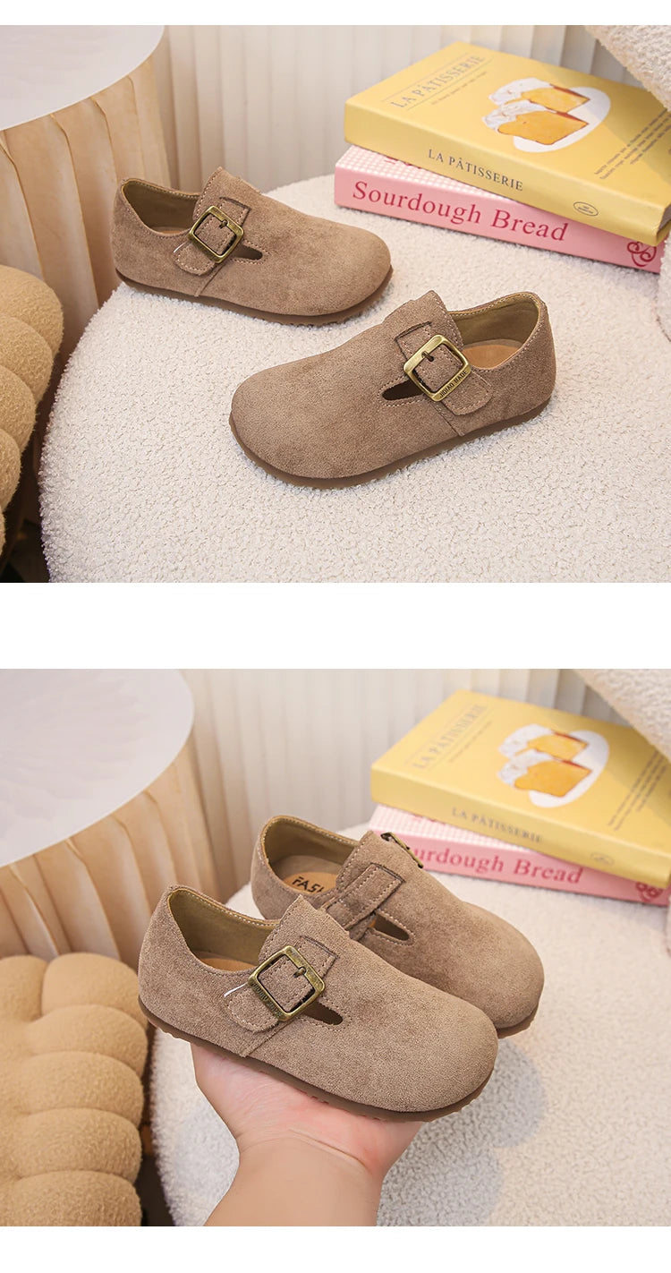 Kids Casual Shoes for Girls 2025 New Autumn Toddler Walking Shoes Soft Sole Solid Color Retro Simple School Outdoor Play age3-8