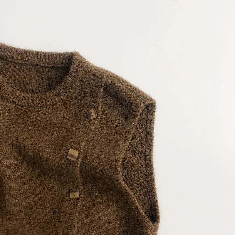 Kids Clothes Spring Autumn Children Sleeveless Knitted Vest Baby Boy Girl Fashion Pullover Vest Toddler Solid Casual Vest Coat