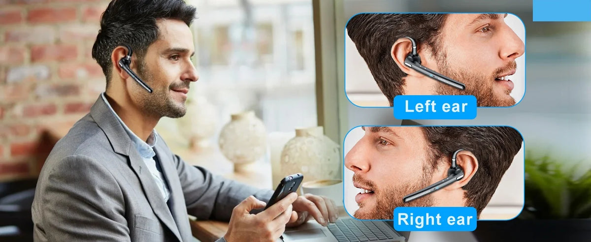 Bluetooth 6.0 Business Wireless Earphone Left Right Ear Universal LED Display With Mic Headset Ultra-long Standby For Car Driver