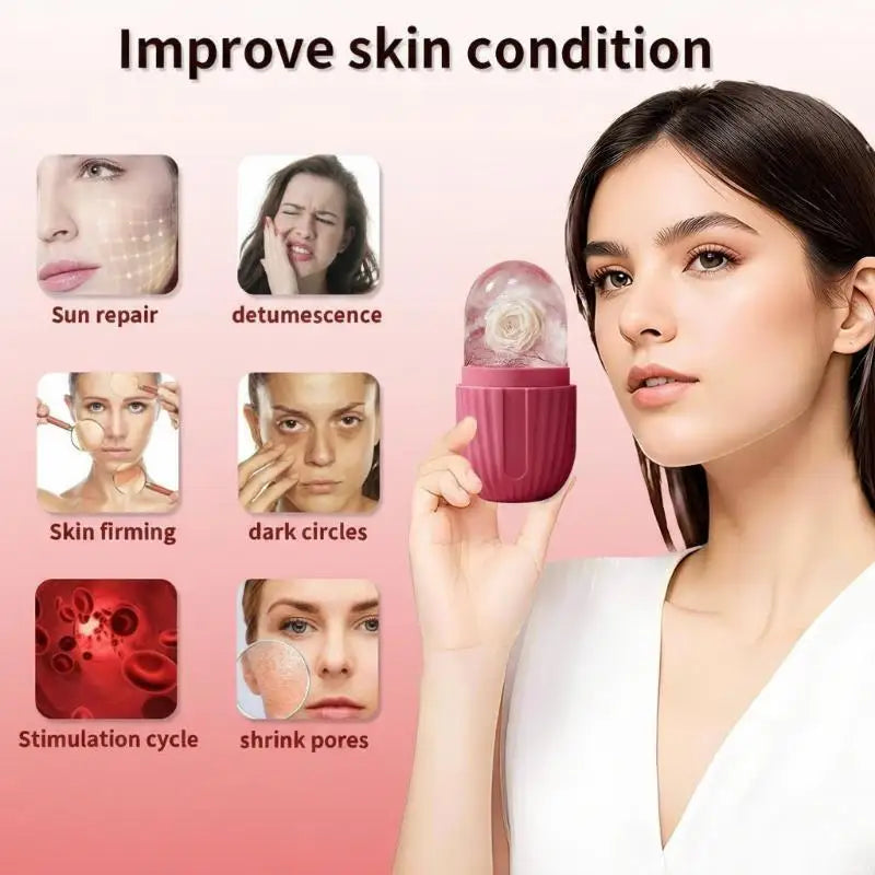 Ice Face Roller Ice Cube Beauty Massage Silicone Ice Mold For Eye Puffiness Ice Facial Roller Shrink Pores