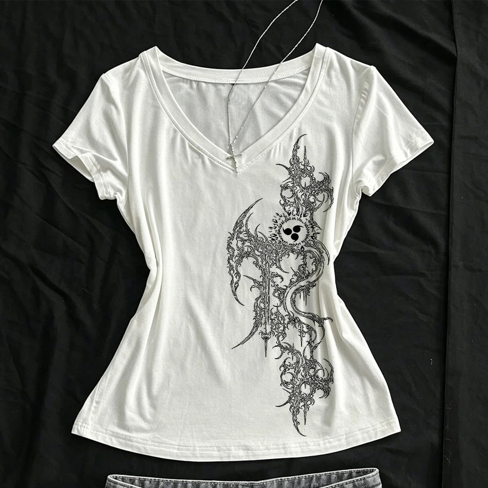 Woman Clothes for Women 2000s Clothes Y2k Tops Crop Top Women Shoujo Girl Style Kawaii Graphic T Shirts Gothic Kpop Harajuku Emo