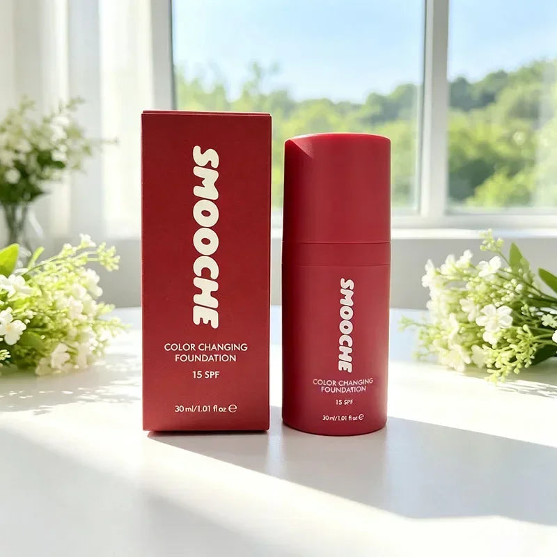 Korean Cosmetics Smooche Color Changing Foundation Self-Adjusting Shade High Covers Imperfections Long-Lasting Makeup Retention