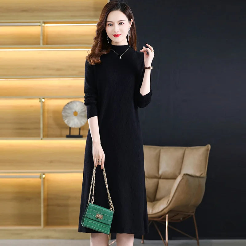 New Knitwear Woman Clothes Vintage Autumn Winter Bottom Wear Sweater Dress Pulls Femmes Long Sleeve Tops Pullover Women&