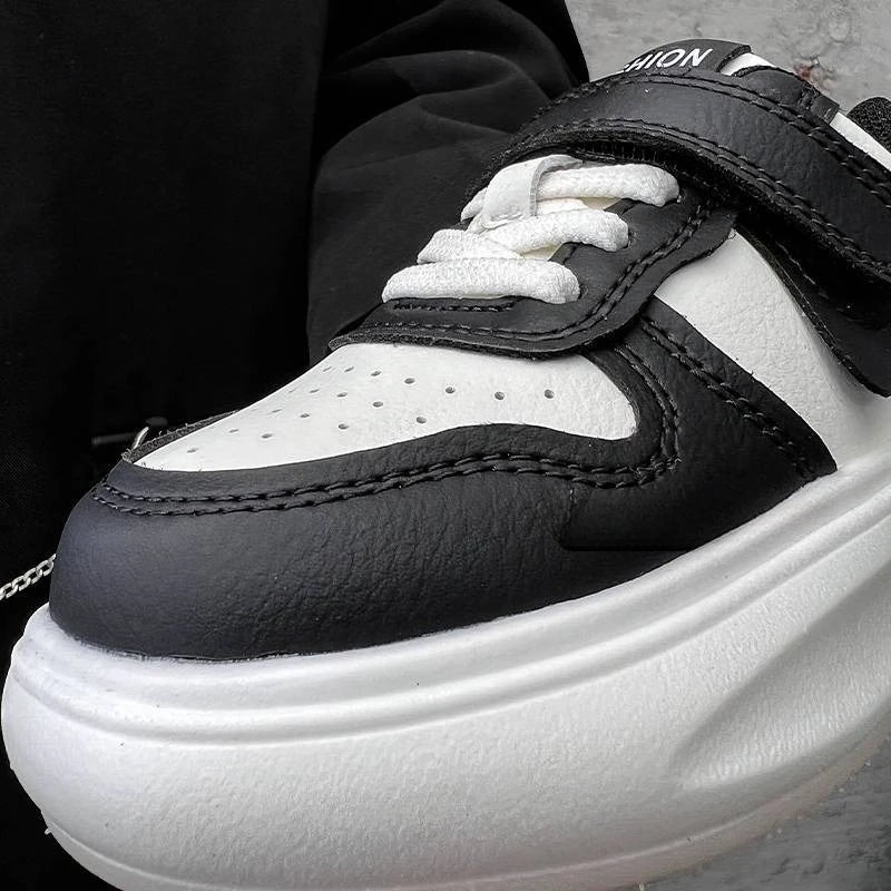 Kids Sports Shoes Spring Autumn Simple Black White Boys Girls Casual Sneakers Thick Sole School Causal Children Basketball Shoes
