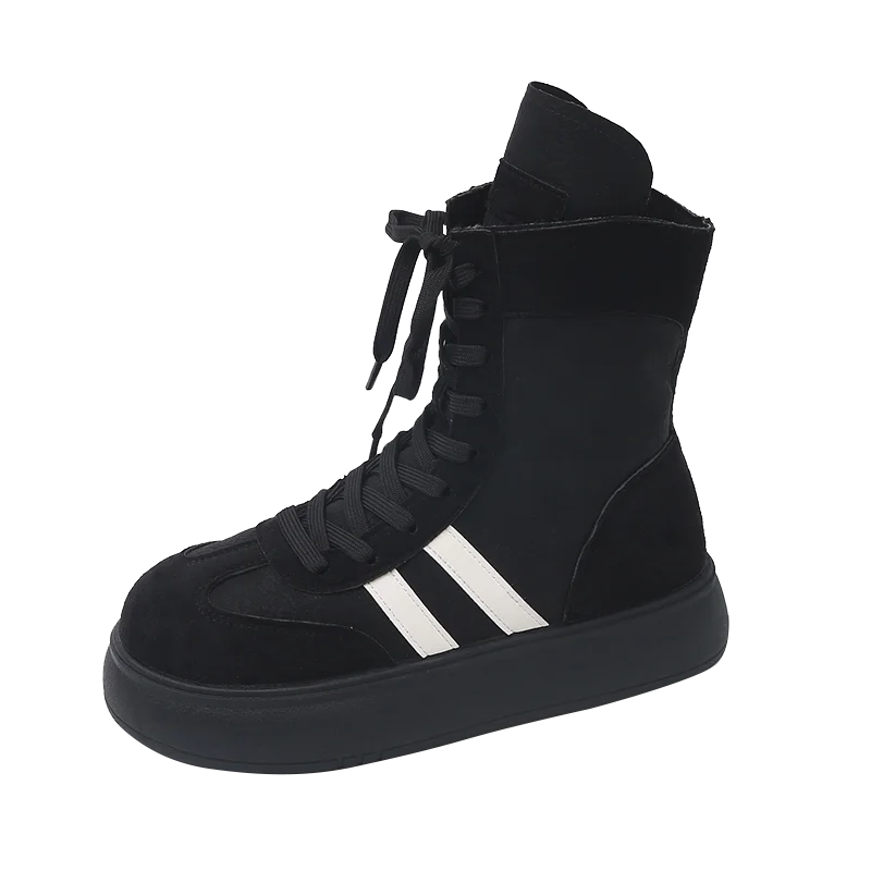 Sports and Leisure Shoes for Women 2025 New Fashionable High Top Shoes Flat Bottomed Lightweight and Comfortable Work Boots