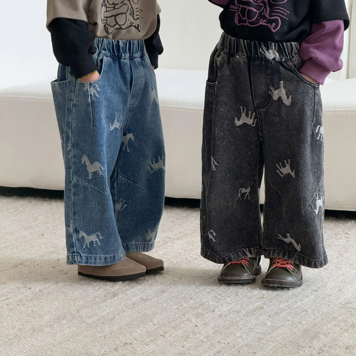 Children Clothe Skids Denim Pants Loose Boys Girls Autumn 2026 New Casual Fashionable Kids Loose Casual Wide-leg Pants