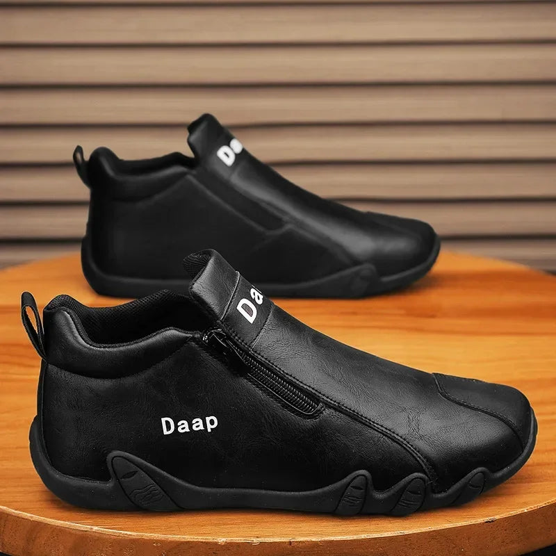 2024 New Casual Shoes for Men Luxury Round Toe Men Ankle Boots Light Slip on Walking Shoes Outdoor Comfor Men High Top Sneakers