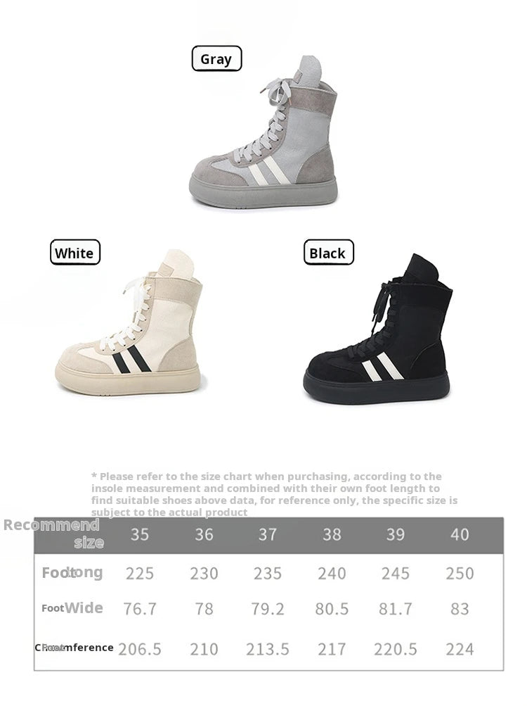 Sports and Leisure Shoes for Women 2025 New Fashionable High Top Shoes Flat Bottomed Lightweight and Comfortable Work Boots