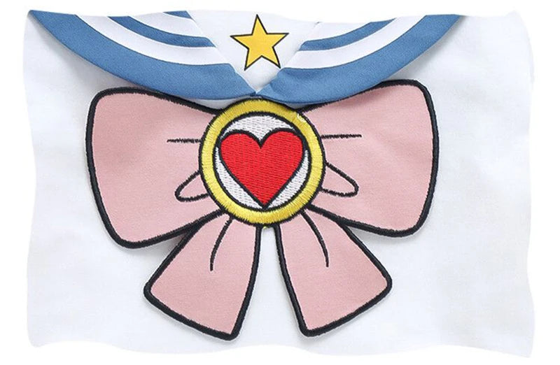 Kids Girls Clothes Sets Cartoon Bow T-Shirts Tops Pleated Skirts Suits Sailor Moon Cosplay Party Custume Children Clothes Sets