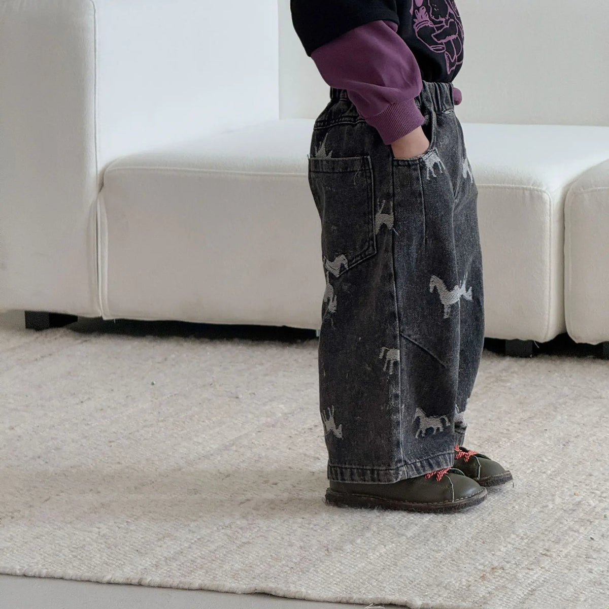 Children Clothe Skids Denim Pants Loose Boys Girls Autumn 2026 New Casual Fashionable Kids Loose Casual Wide-leg Pants