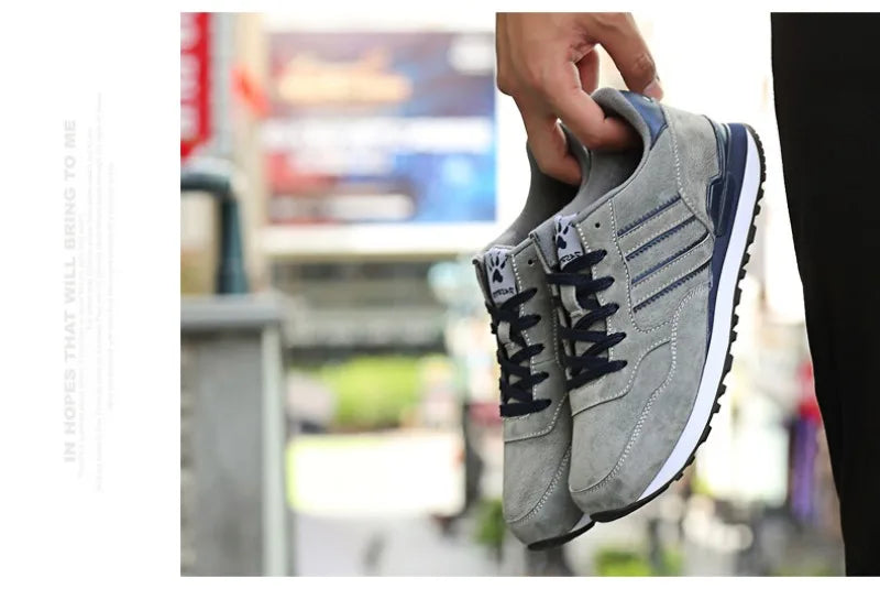 Sneakers for Men High Quality Suede Casual Shoes Luxury Tenis Shoes for Men Lace-up Flats Sport Running Shoes Кроссовки Мужские
