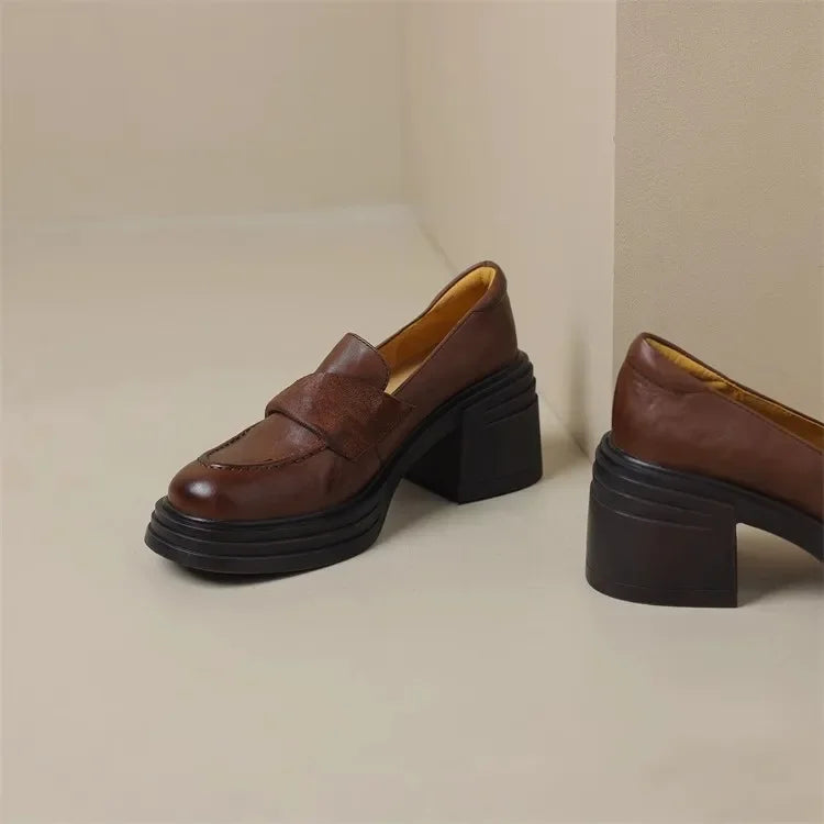 Women High Heel Shoes 2025 Retro Spring Autumn Performance Causal Women&
