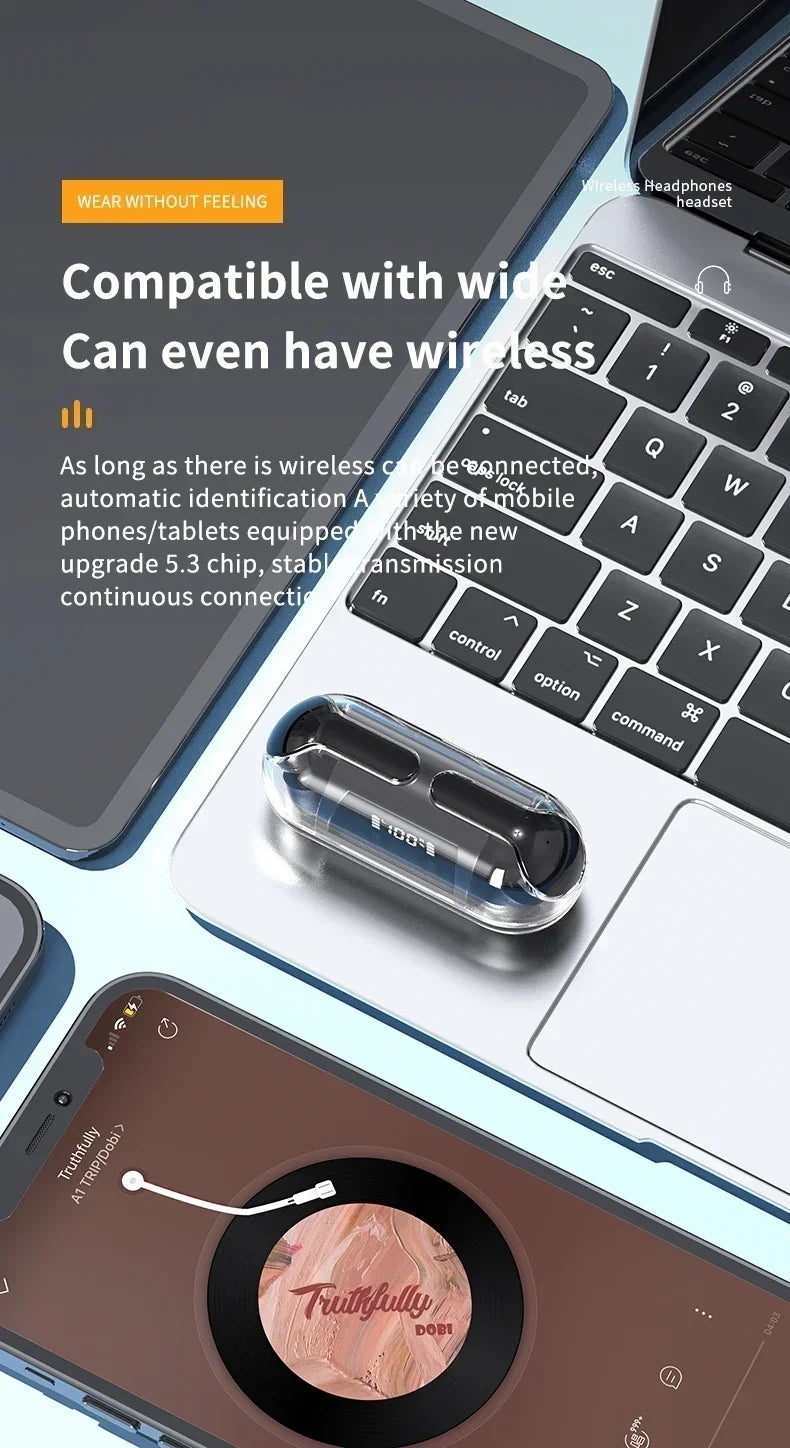 Wireless Mini Earbuds LED Power Digital Display TWS Wireless Headset Stereo Sound Bluetooth Headphones
