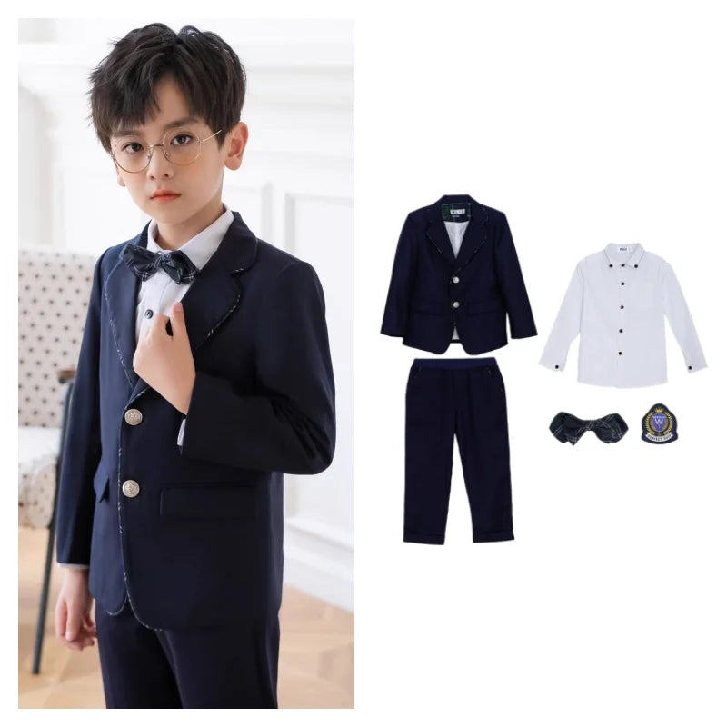 Toddler Student Clothes Sets Kids British Class Outfits Girls Jacket Plaid Skirt Suits Children Formal Dress Boys School Uniform