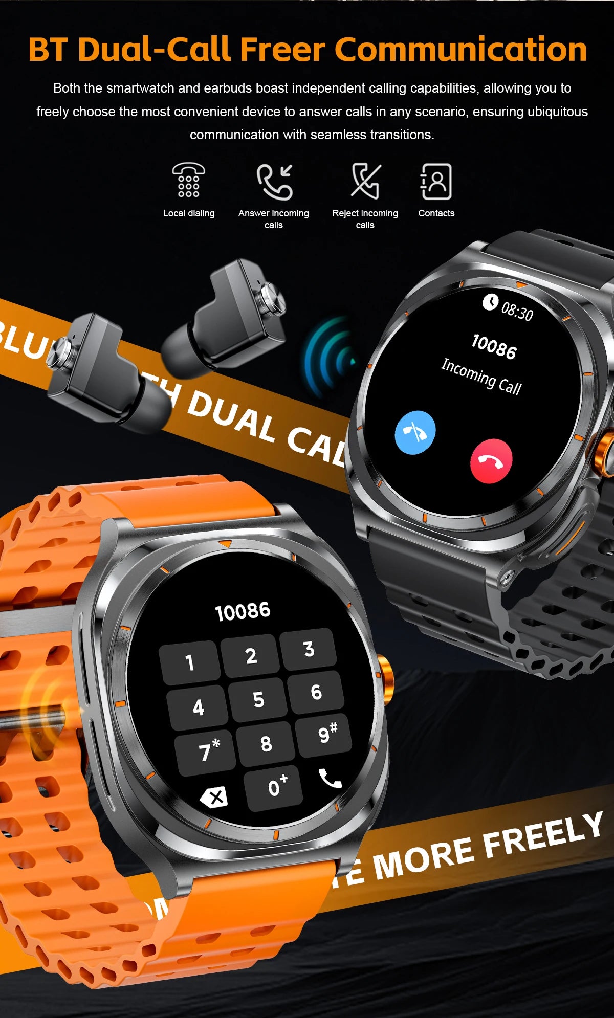 2026 New Watch Earphones 2-in-1 Smart Watch Health Monitoring Bluetooth Call 100+Sports Mode Outdoor Smart Watch Men and Women