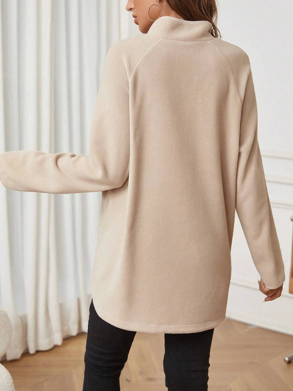 Maternity Clothes for Women Autumn Winter Pregnant Dresses Photoshoot Clothing Fashion Plain Zipper Loose Long-sleeved T-shirt
