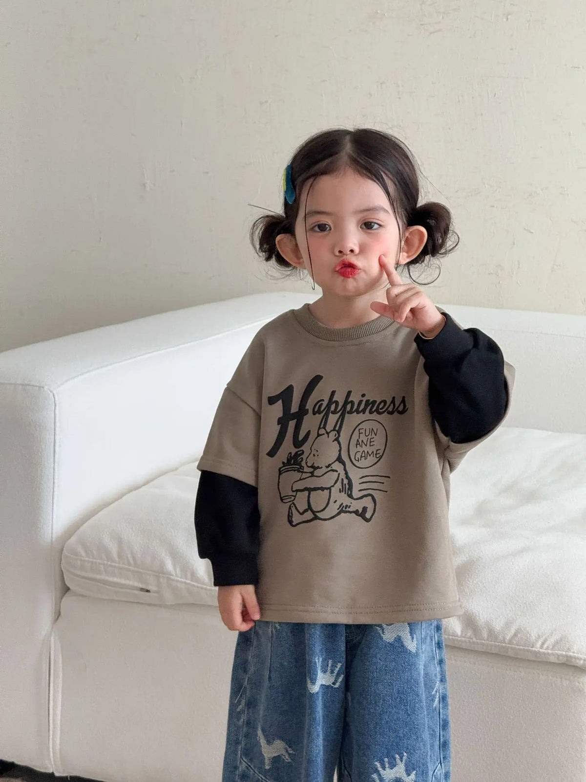 Children Clothe Skids Denim Pants Loose Boys Girls Autumn 2026 New Casual Fashionable Kids Loose Casual Wide-leg Pants