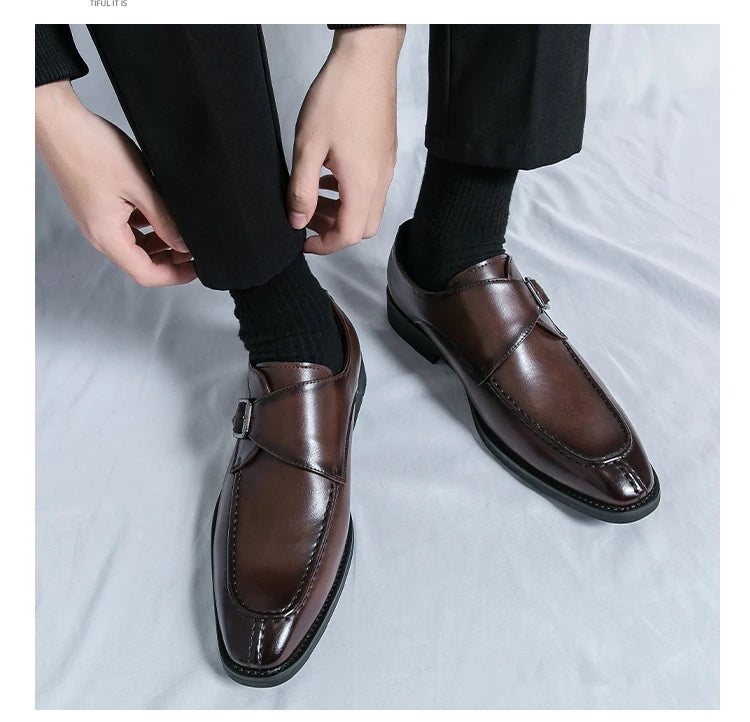Leather Shoes For Men Fashion Buckle Classic Business Shoes for Male Luxury Brand Antiskid Cozy Men Loafers Design Shoes Men