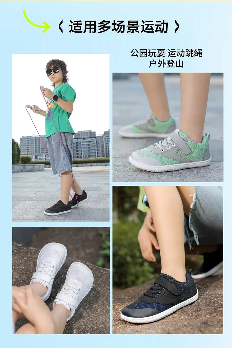 Kids Wide Barefoot Shoes Minimalist Boys Girls Sneakers Lightweight Non Slip Children Walking Shoes Casual Skate Flat