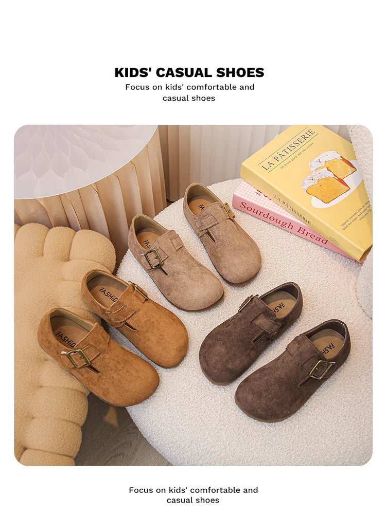 Kids Casual Shoes for Girls 2025 New Autumn Toddler Walking Shoes Soft Sole Solid Color Retro Simple School Outdoor Play age3-8