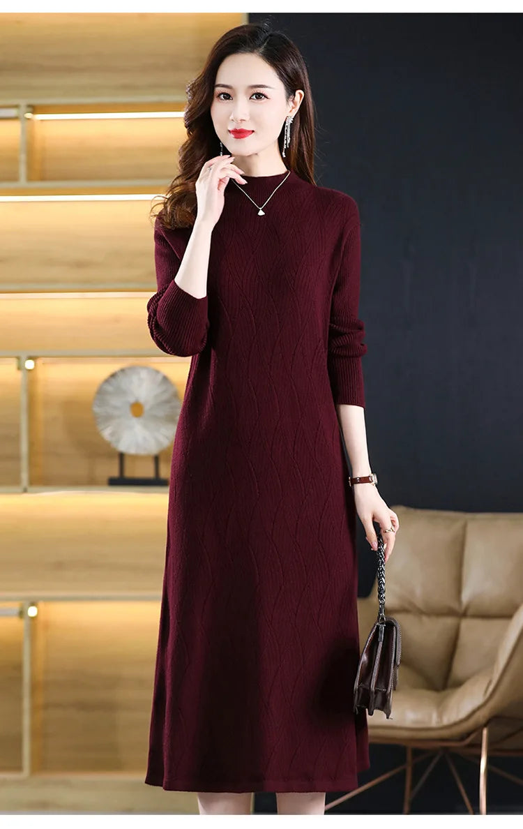 New Knitwear Woman Clothes Vintage Autumn Winter Bottom Wear Sweater Dress Pulls Femmes Long Sleeve Tops Pullover Women&