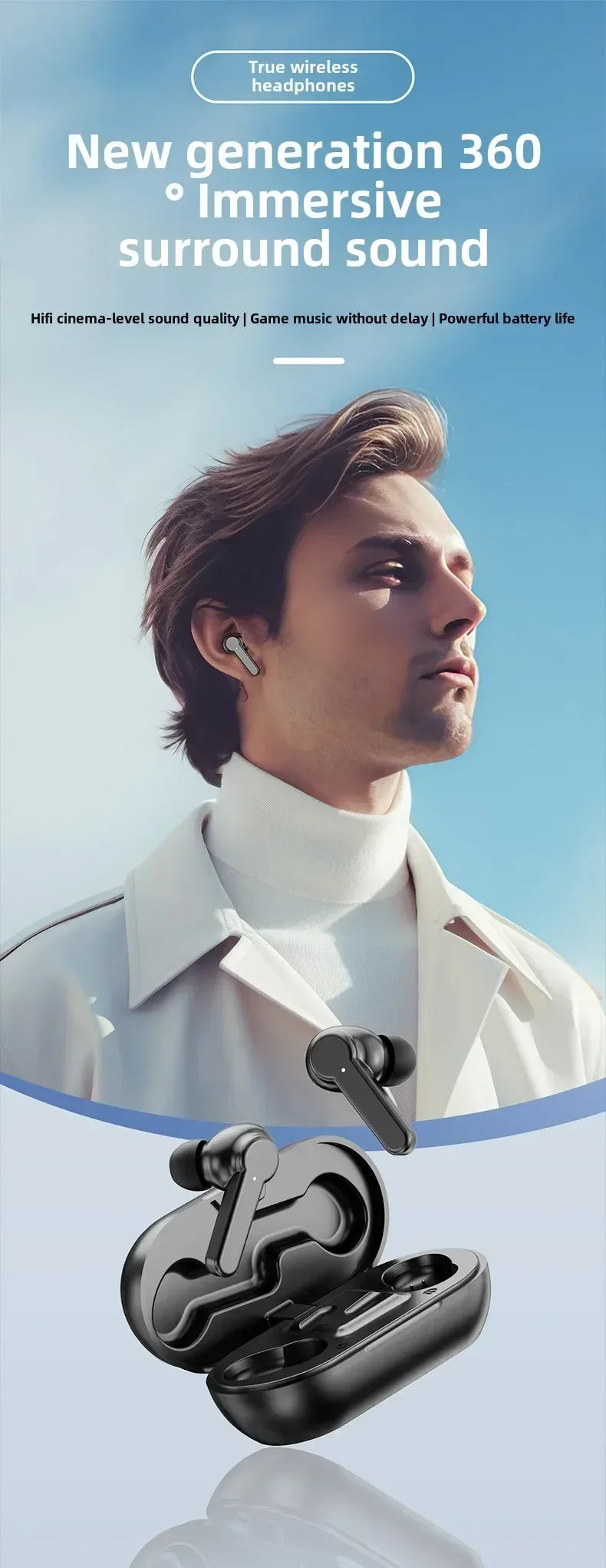 Bluetooth 5.4 Wireless Earbuds Touch Control Sport Gaming Headphones Deep Bass Noise Reduction Universal for All Smartphones