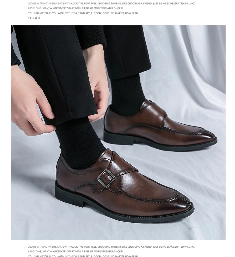 Leather Shoes For Men Fashion Buckle Classic Business Shoes for Male Luxury Brand Antiskid Cozy Men Loafers Design Shoes Men
